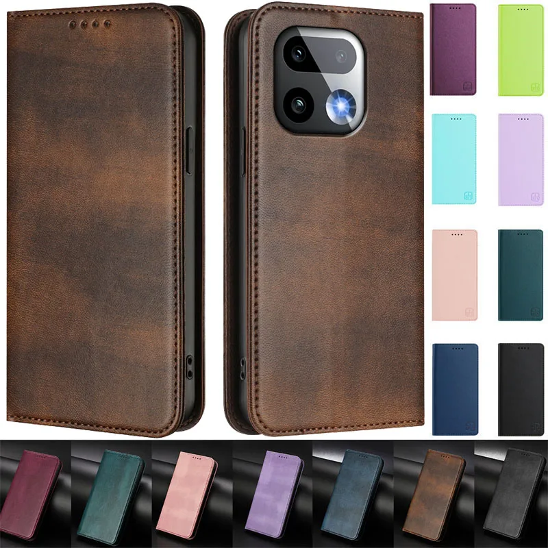 Magnetic Leather Stand Wallet Case with Back Cover
