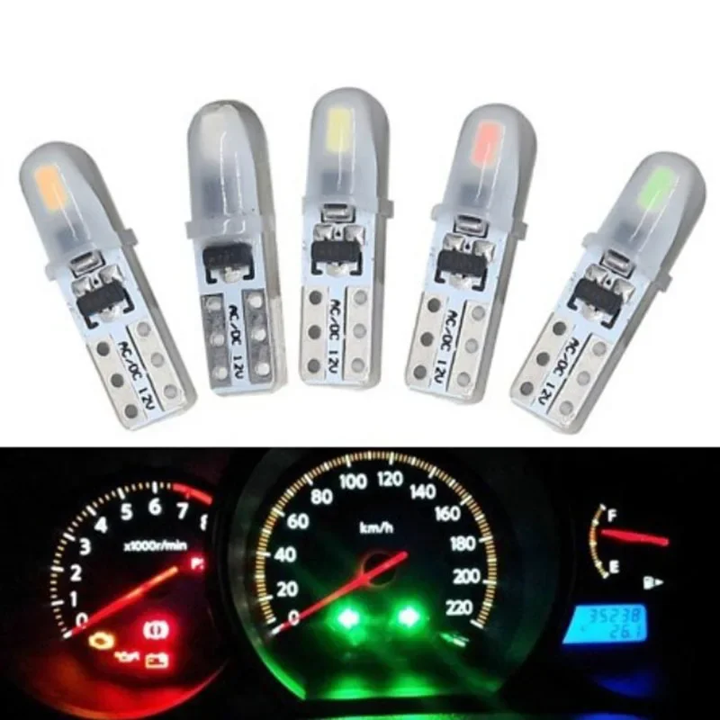 

10Pcs T5 Auto Car Dashboard Lights 2 3014 SMD Reading Instrument Panel Lamp No Polarity Led Bulb White 12V DC