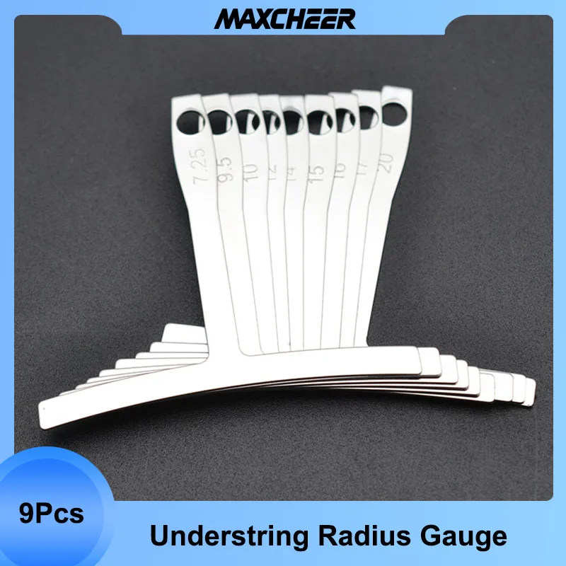 9Pcs Guitar Under String Radius Gauge Stainless Steel Guitar Builder luthier tools bass strings Repair Set Bass String Measure guitar accessories