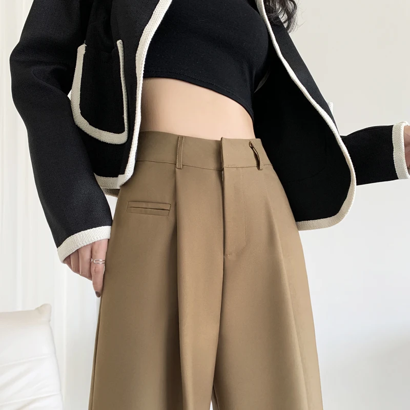 KoreanBaggyPantsWomen2023NewStyleDrapingStraightWideLeg