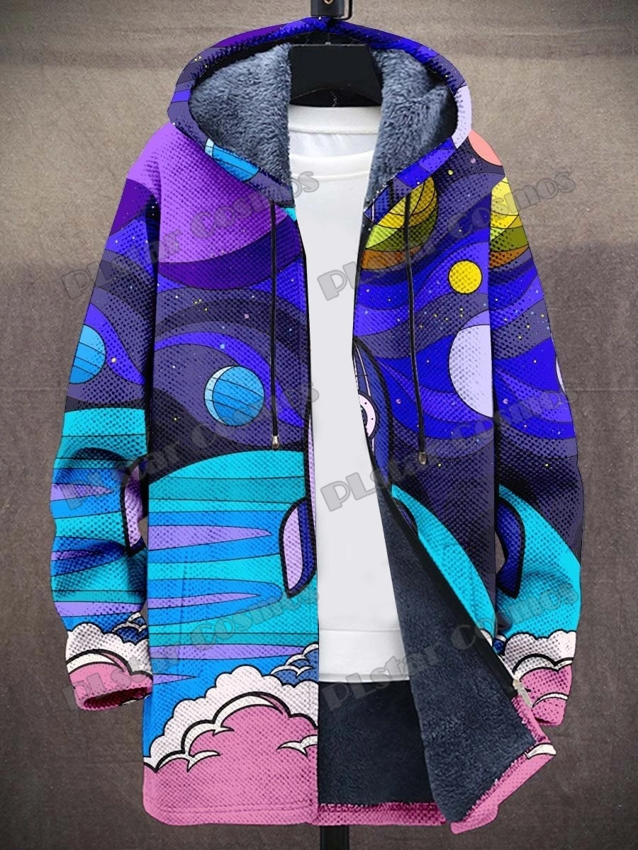 

Hippie Colorful & Ethnic Tribe Art Pattern 3D Printed Mens Fashion Plush Thick Hooded Coat Winter Casual Warm zipper jacket CM25