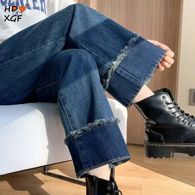 

Denim Wide Leg Jeans Women's High Waist New Loose Straight Casual Mom Jeans Femme Summer Korean Fashion Oversized 5xl Trousers