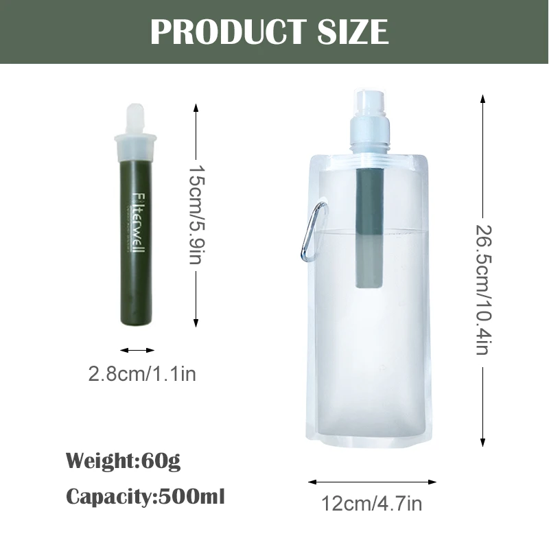 Outdoor Water Filter Straw Bottle for Camping Purification Water Purifier 5