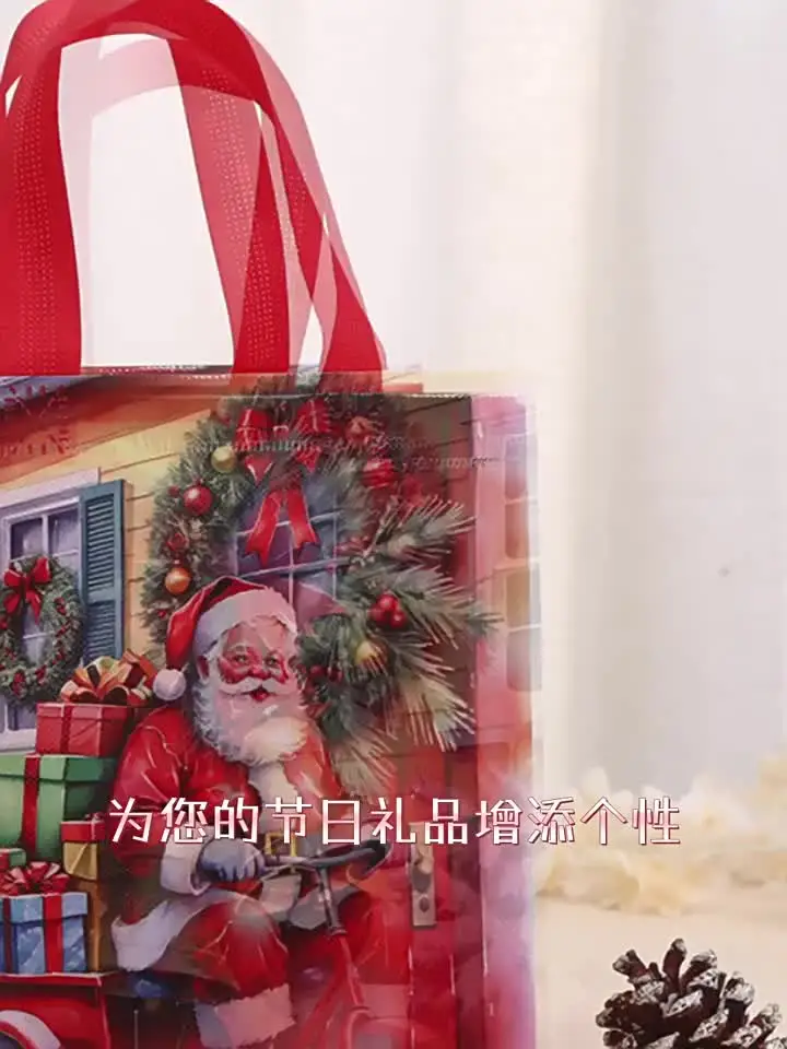 Sacchetti Regalo Di Natale In Tessuto Non Tessuto - 4 Pezzi Grandi Con Manici - Per Regali E Shopping