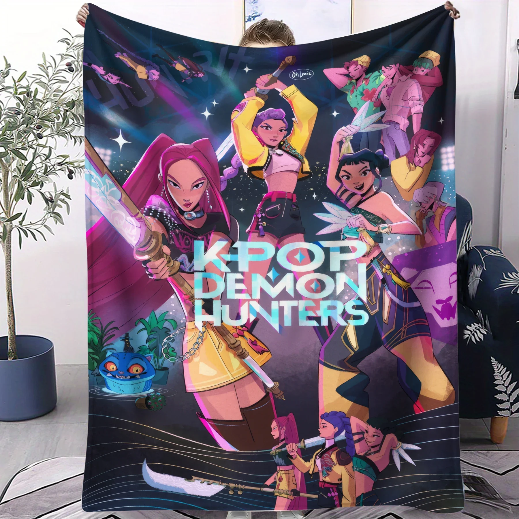 K-Pop D-Demon Hunters Blanket Hot Rumi Mira Zoey Printed Багатофункціональний фланелевий віяло Подарунки для дому Відпочинок Кемпінг Подорож