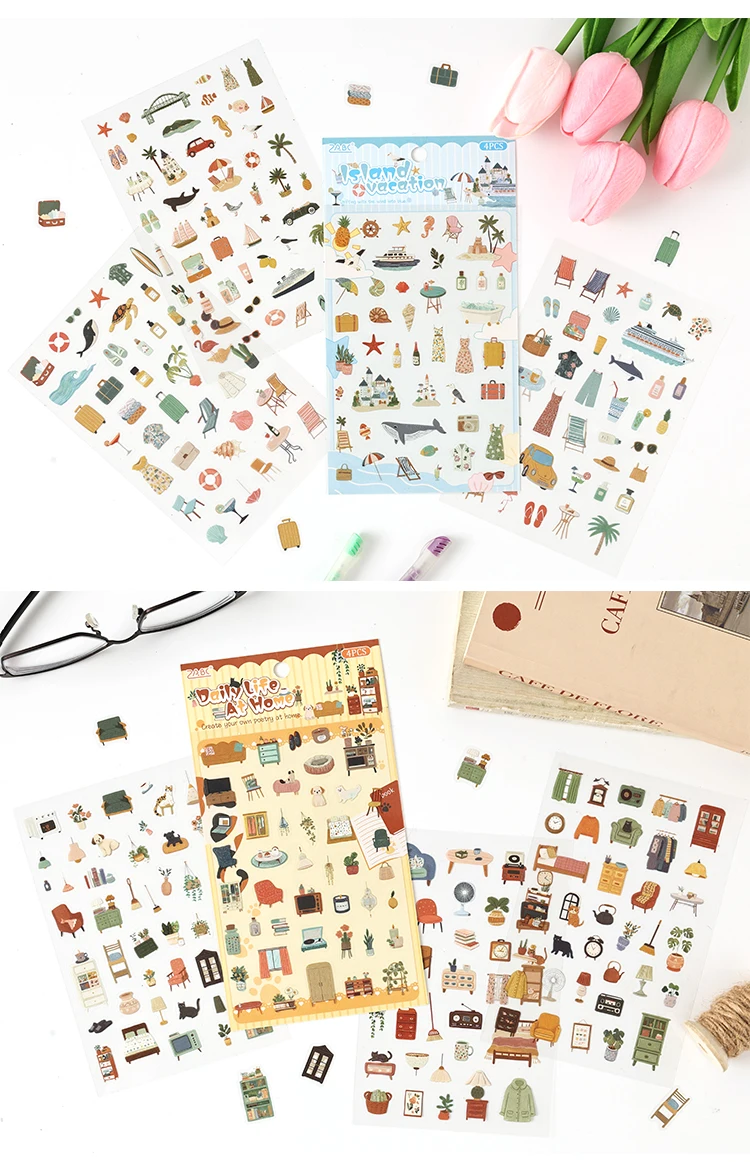 4/24 Blatt süße Magazin Scrapbooking Aufkleber Pack DIY Junk Journal Material Dekoration Album Tagebuch Schreibwaren – Detail 9