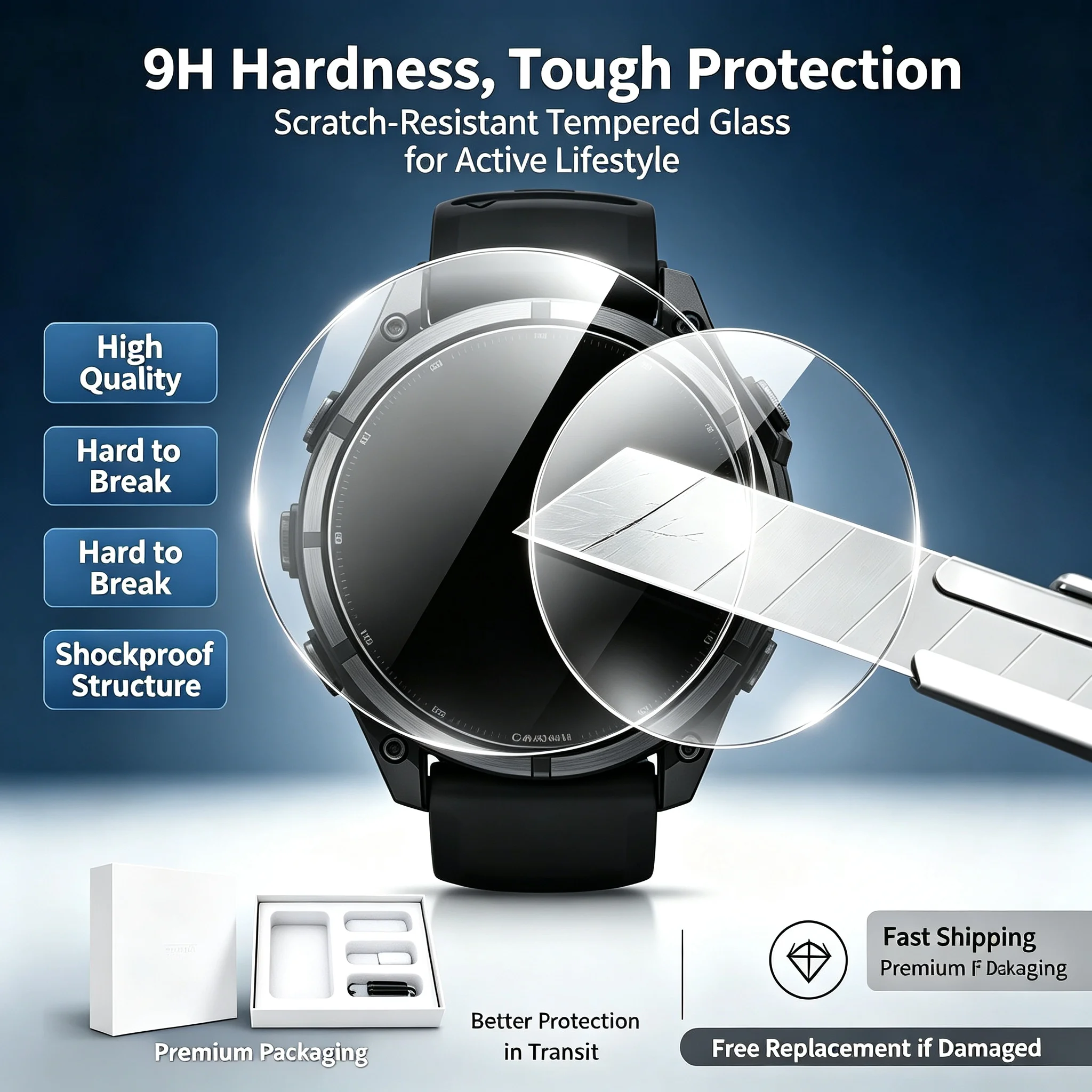 Premium HD Tempered Glass Screen Protector for Smartwatch – Enhanced Protection for Garmin Fenix Series
