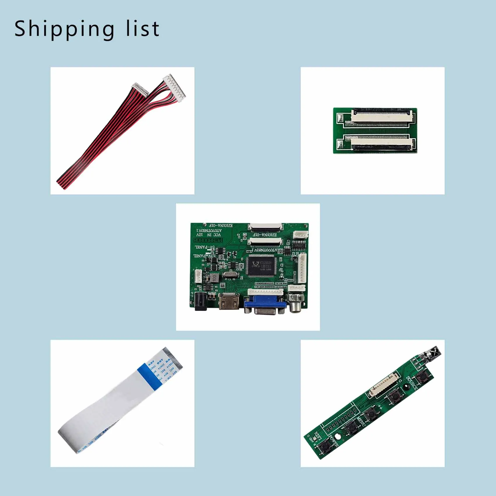 Ttl LCD 드라이버 보드 메인 보드, Hd-Mi Vga 2Av 리버싱 컨트롤러 보드, 5.6 인치 At056Tn53 V1 640X480 LCD 디스플레이용, 40 핀