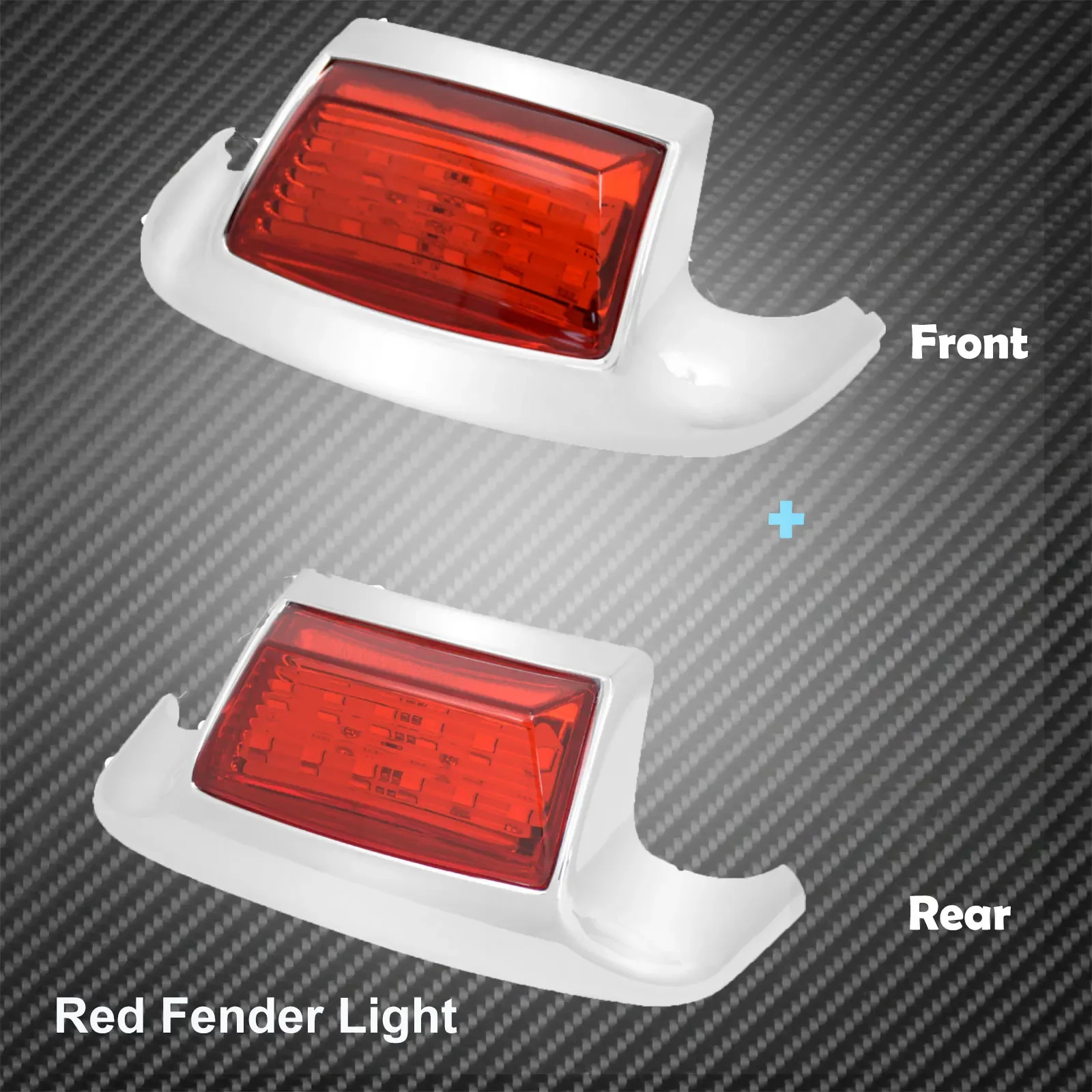 Kit Luci LED Cromate Per Parafango Moto - Anteriore E Posteriore A Punta Per Harley-Davidson FLHT FLTR FLH 1980-2013