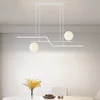 Modern Simple Led Restaurant Chandelier Light Luxury Dining Table Pendant Light Nordic Long Strip Creative Indoor Lighting Lamps 5
