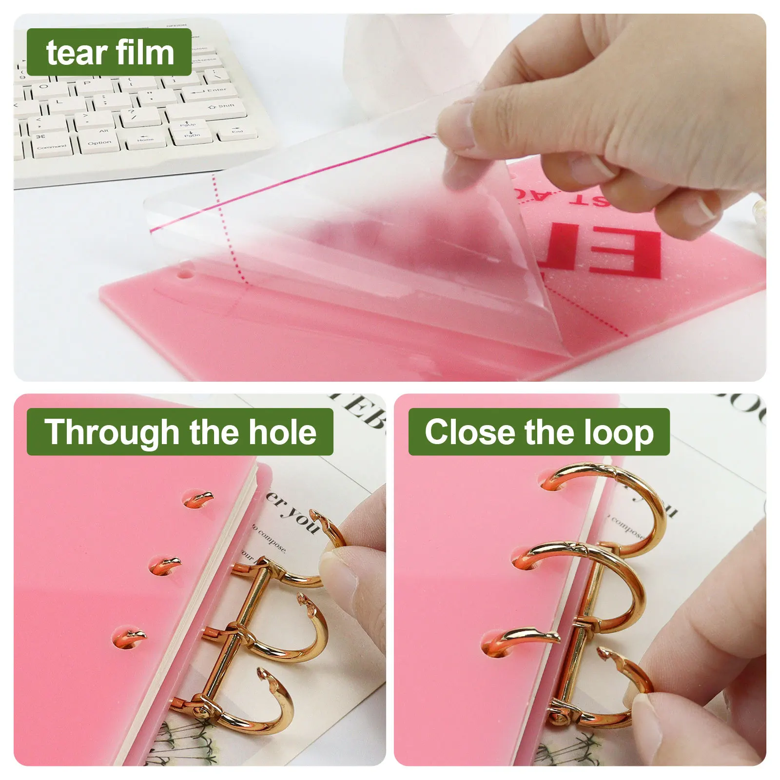 A5 A6 설탕 장식 두꺼운 라인 아크릴 루스 리프 바인더 커버 DIY 계정 도서 저널 플래너 사무용품 용품 - AliExpress