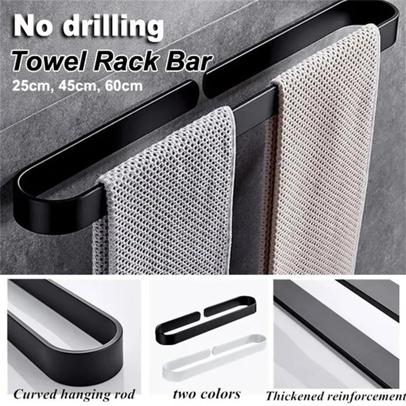 25kg No Drilling Space Aluminum Wall Mounted Towel Rack Bathroom Towels