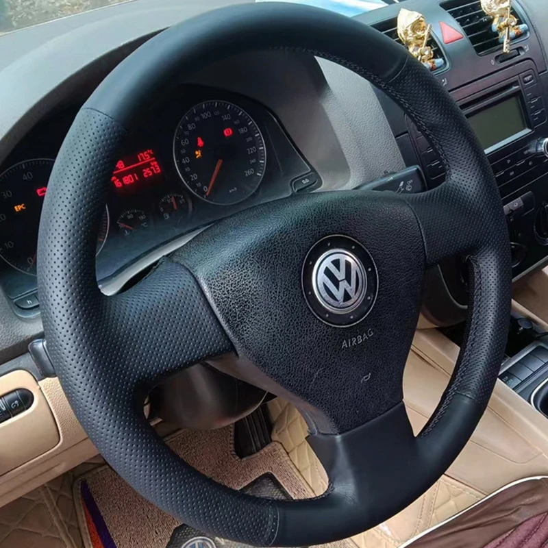 Car Steering Wheel Cover Braid Leather For Volkswagen VW Golf 5 V Golf Plus Polo Jetta Tiguan Touran Steering-Wheel Cover Wrap