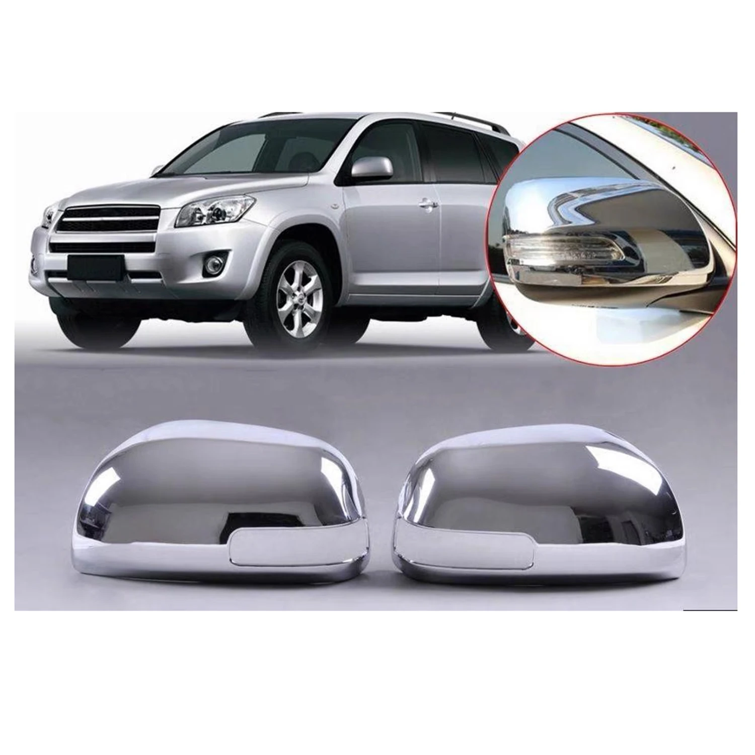 

2PCS Car Chrome Plated Rearview Accessories Door Mirror Cover Trim Paste Style For Toyota RAV4 Xa30 2005 2006 2009 2011 2012