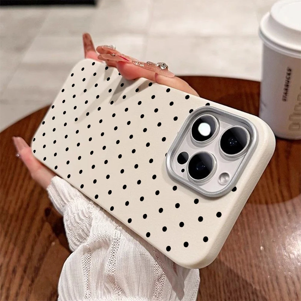 Elegant Black Polka Dot Shockproof Silicone Phone Case