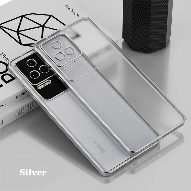 Plätering Ram Transparent Matt Anti Fingerprint TPU Fodral För Xiaomi Redmi K40S K50 K30S Pro Airbag Anti-dropp heltäckande_voghion.com