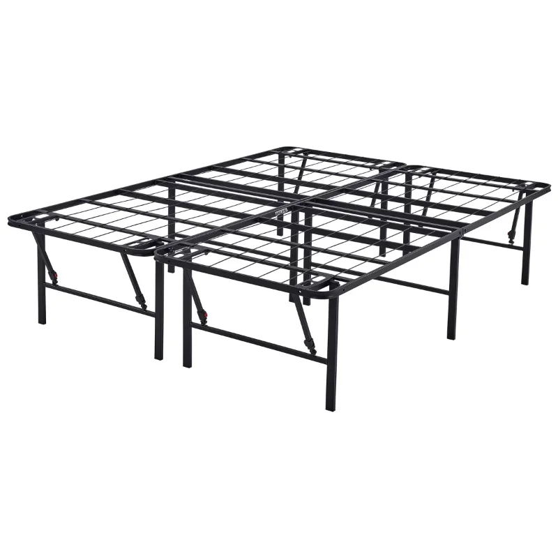 

18" High Profile Foldable Steel Queen Platform Bed Frame, Black