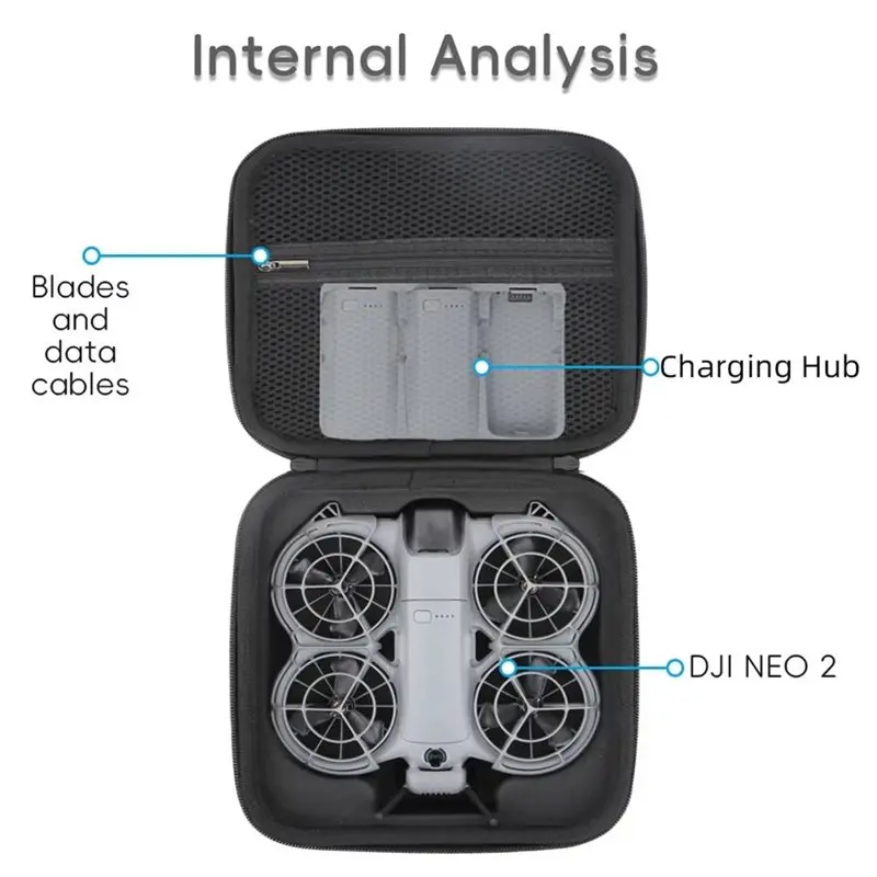 DJI Neo 2용 ABGN 하드쉘 핸드백, 스크래치 방지 방진 휴대용 여행용 보관 케이스, 충격 방지 보호 드론 가방