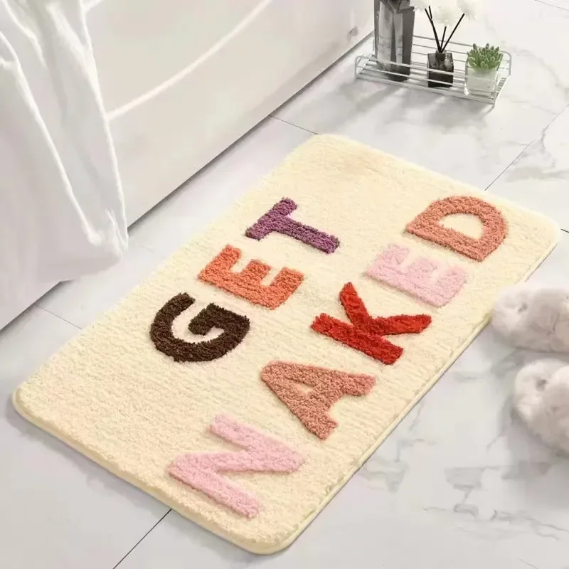 

Kitchen Plush Home Bathroom Letter Entrance Plush Thicken Mat Flocking Mat Water-absorben Carpet Rug Door High Jacquard Quality