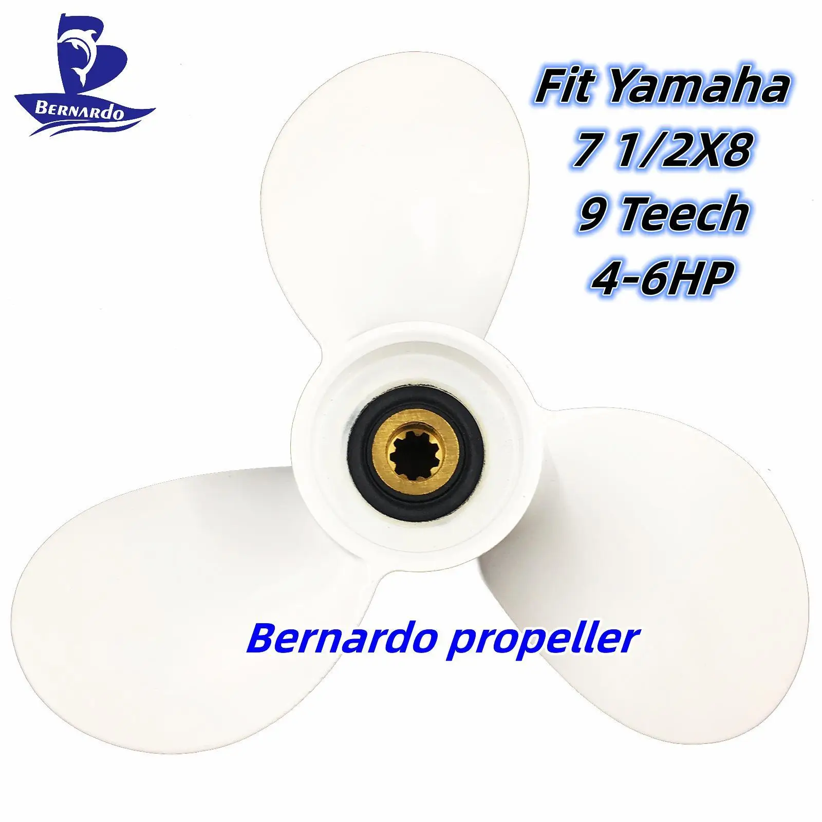 Bernardo Boat Propeller 7 1/2X8 For Yamaha 4 5 6 HP Outboard Engines Motor Aluminum Alloy Screw 3 Blades 9 Tooth Spline 12 spline tooths 4 6hp aluminum alloy 3 blades 7 8 x 8 outboard propeller boat for for nissan 4 6hp 3r1w64516 0