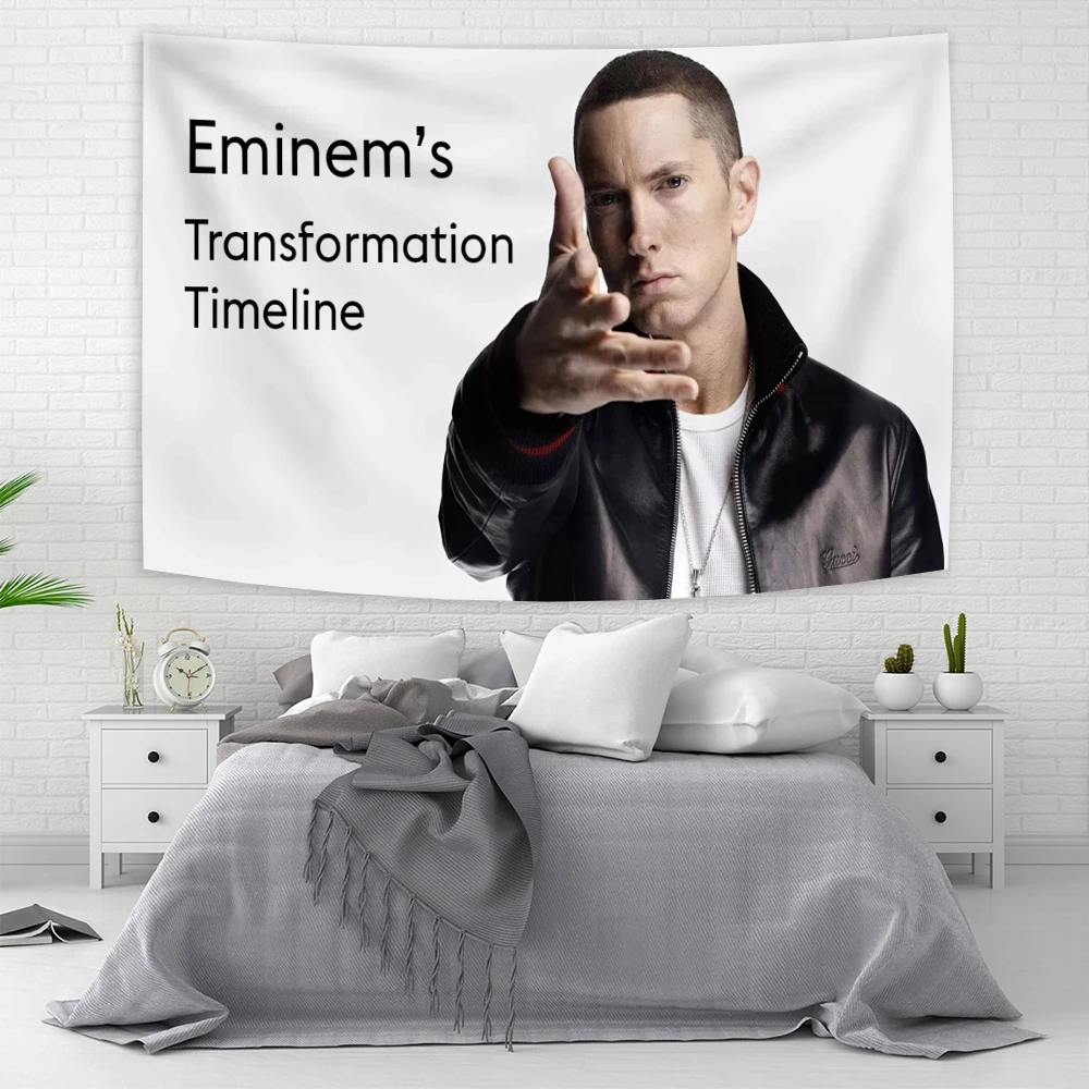 American Rap God Hip Pop Music Flag Eminem Tapestries Wall Hanging Meme Tapestry Art Aesthetic Room Decor Bedroom boho decor