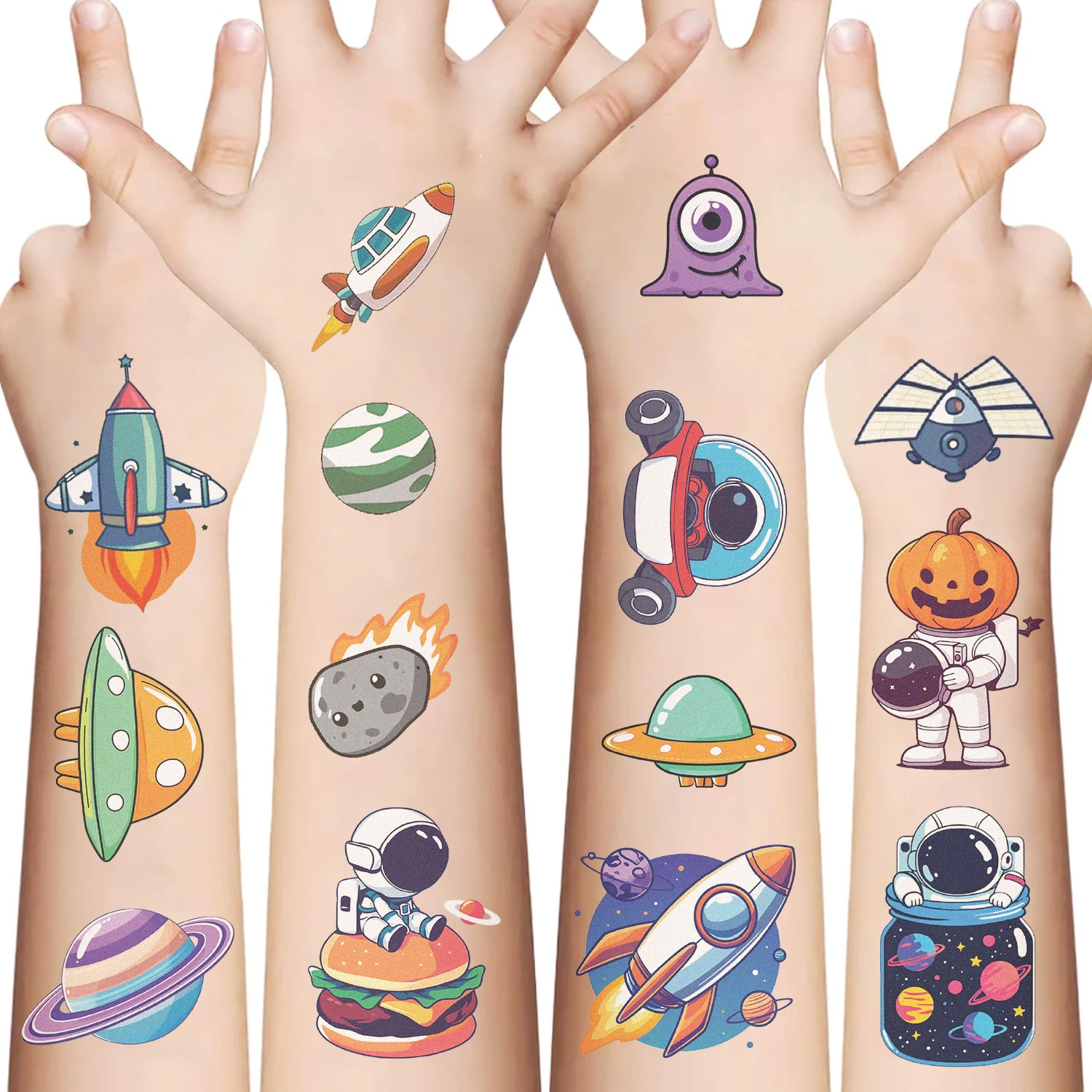 Space Planets Luminous Tattoos Stickers 10 Sheets/Set Glow In The Dark Fake Tattoos Temporary Tattoo Outerspace Party Favors tattoo sticker temporary tattoos