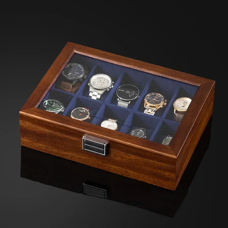 Direct Selling Solid Wood Can Store 10 Watches Storage Box Bracelet Simple Retro Dust Proof With Cover Organization Bins 3