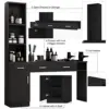 Barber Salon Station Wall Mount Hair Styling Salon Equipment Set Beauty Spa Furniture Set, Lockable Left Shelf, Mirror not 3