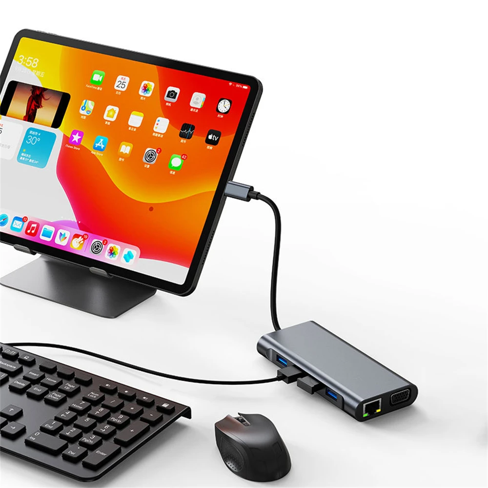 airies usb en type adaptateur compatible hdmi avec lecteur de carte charge rapide pd pour ordinateur portable