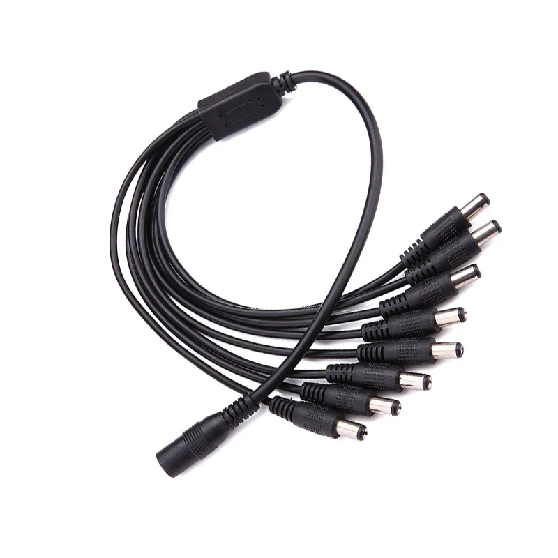 Free shipping 5.5 x 2.1mm 1 Female to 4 8 Male DC Power Splitter Plug Cable Adapter 12V For CCTV security Camera Accessories 3