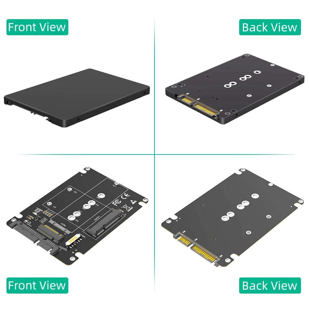 SSD Enclosure Hard Drive Adapter Plastic 2 in 1 Combine M.2 NGFF key B & mSATA SSD To 2.5 SATA3