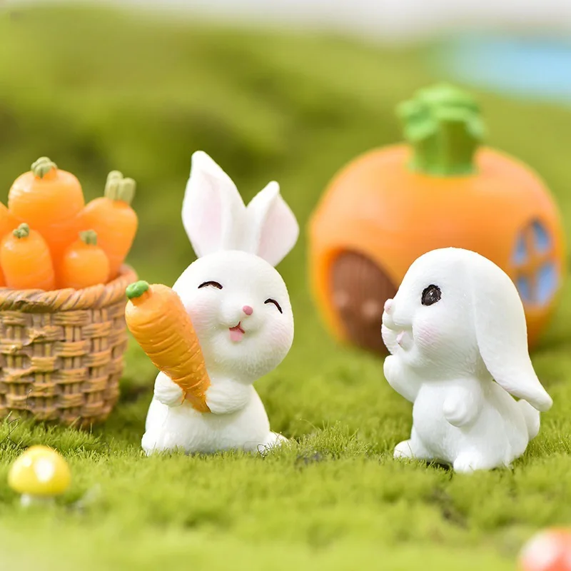 Rabbit Ornaments Christmas Easter Cute Rabbit Figurine for DIY Landscape Home Room Decor