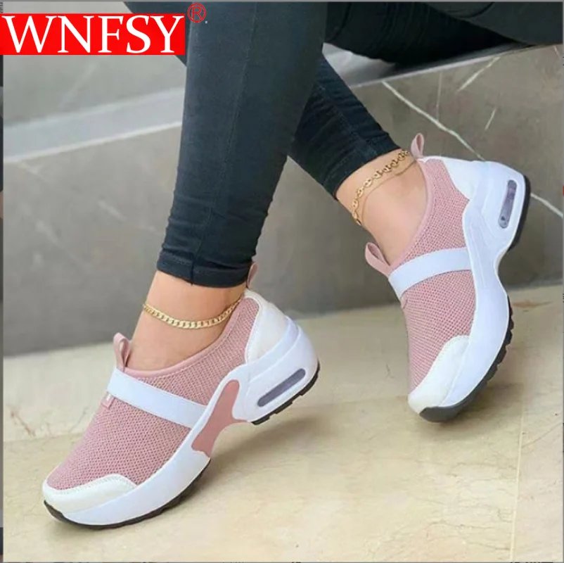 

Женские кроссовки Wnfsy, Весенняя модная обувь для бега, повседневные женские кроссовки на танкетке на шнуровке на платформе большого размера, женские кроссовки