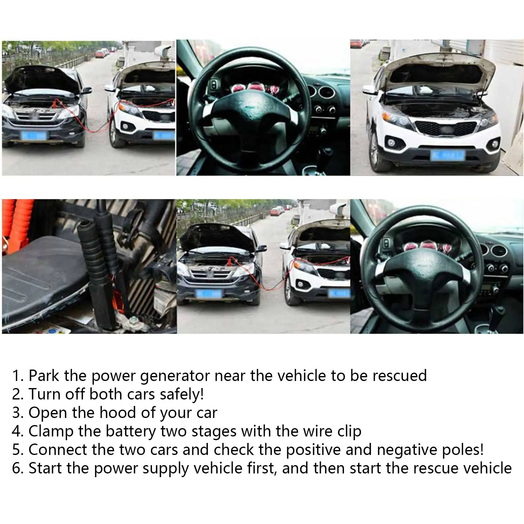 Car Battery Jumper Cable 6M 2000AMP Car Emergency Power Start Cable Whit Current Protector Car Battery Jumper Booster Line Copper Wire Clamps