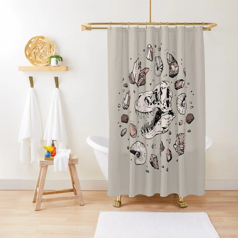 

Geo-rex Vortex | Rose Quartz | Dinosaur Skull Fossil Art Shower Curtain Bathtub Curtain