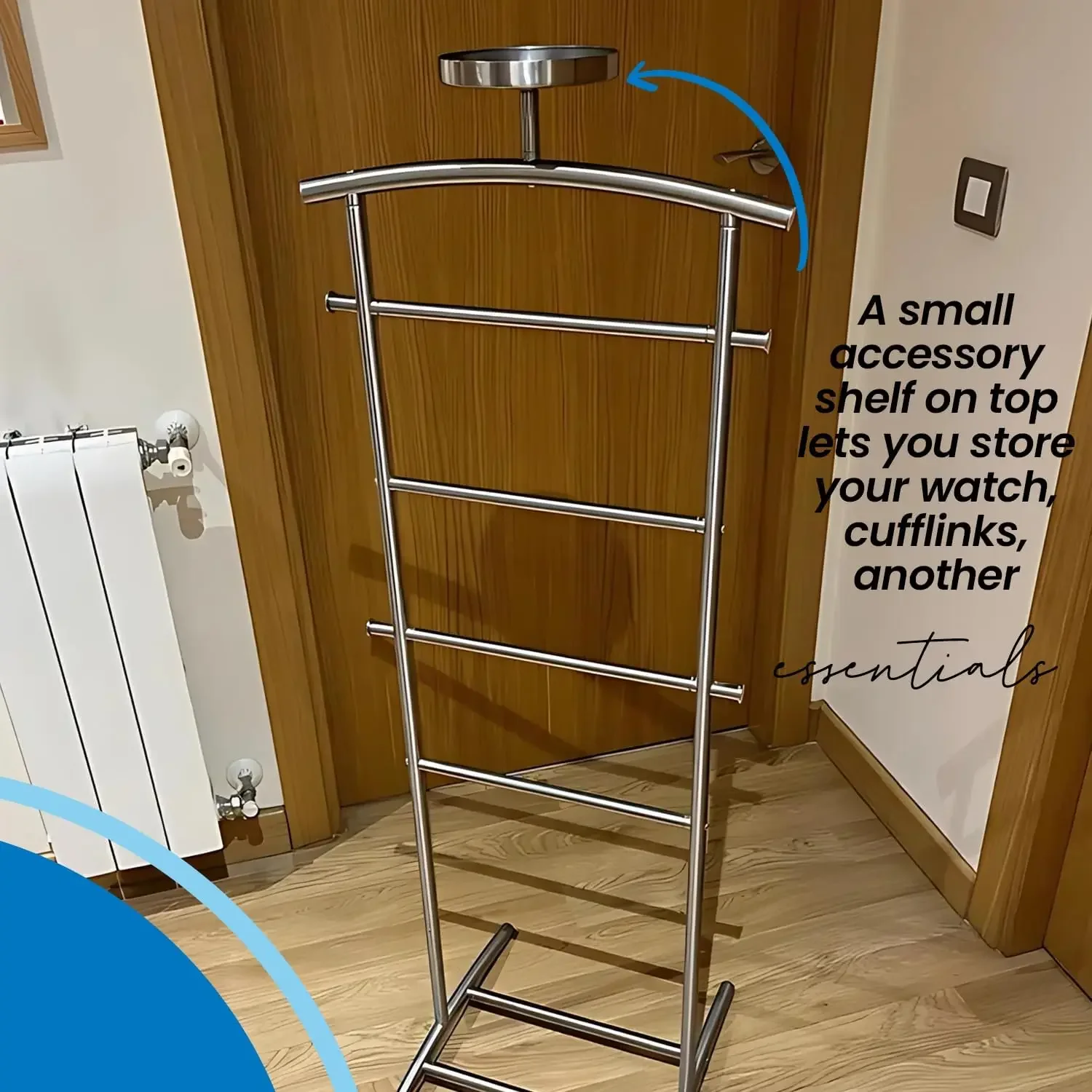Kings Brand Furniture - Lebedev Metal Suit Valet Stand, Clothes Rack, Chrome 6