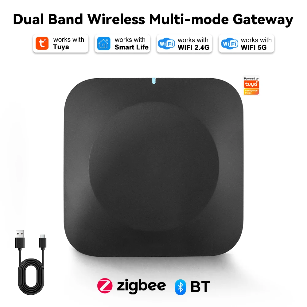 Tuya Zigbee/블루투스 듀얼 밴드 멀티 모드 게이트웨이 2.4G/5G WiFi 스마트 홈 허브 로컬 자동화 스마트 홈 제어
