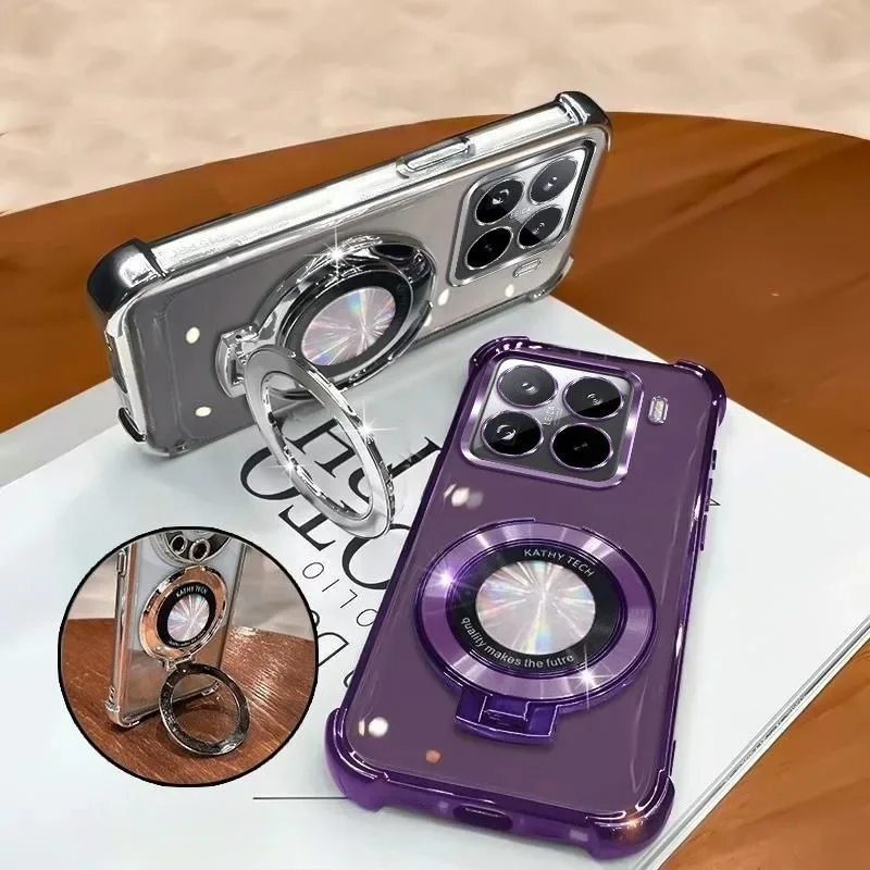 Shockproof Magnetic Bracket Silicone Phone Case with Enhanced Plating