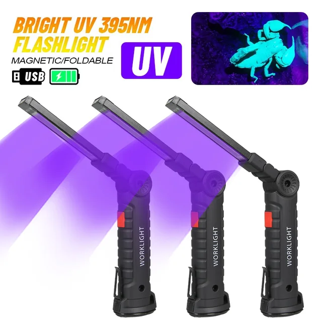 395NM UV ไฟฉาย LED โคมไฟแบบพกพา 400 mAh สําหรับเล็บเจล,เรซิ่น Cure,คราบสัตว์เลี้ยง & SCORPION ค้นหา 1