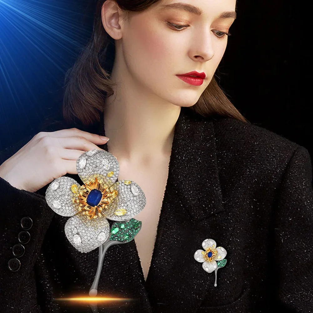 new Luxury Brooch for women mountain plum blossom Brooches Zircon Inlaid Pins Jewelry Design Clothing catwalk  Accessories Gifts
