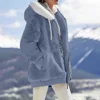 Women Jacket Cozy Hooded Plush Winter Coat for Women Windproof Zipper Closure Jacket with Side Pockets Stylish for Weather 3