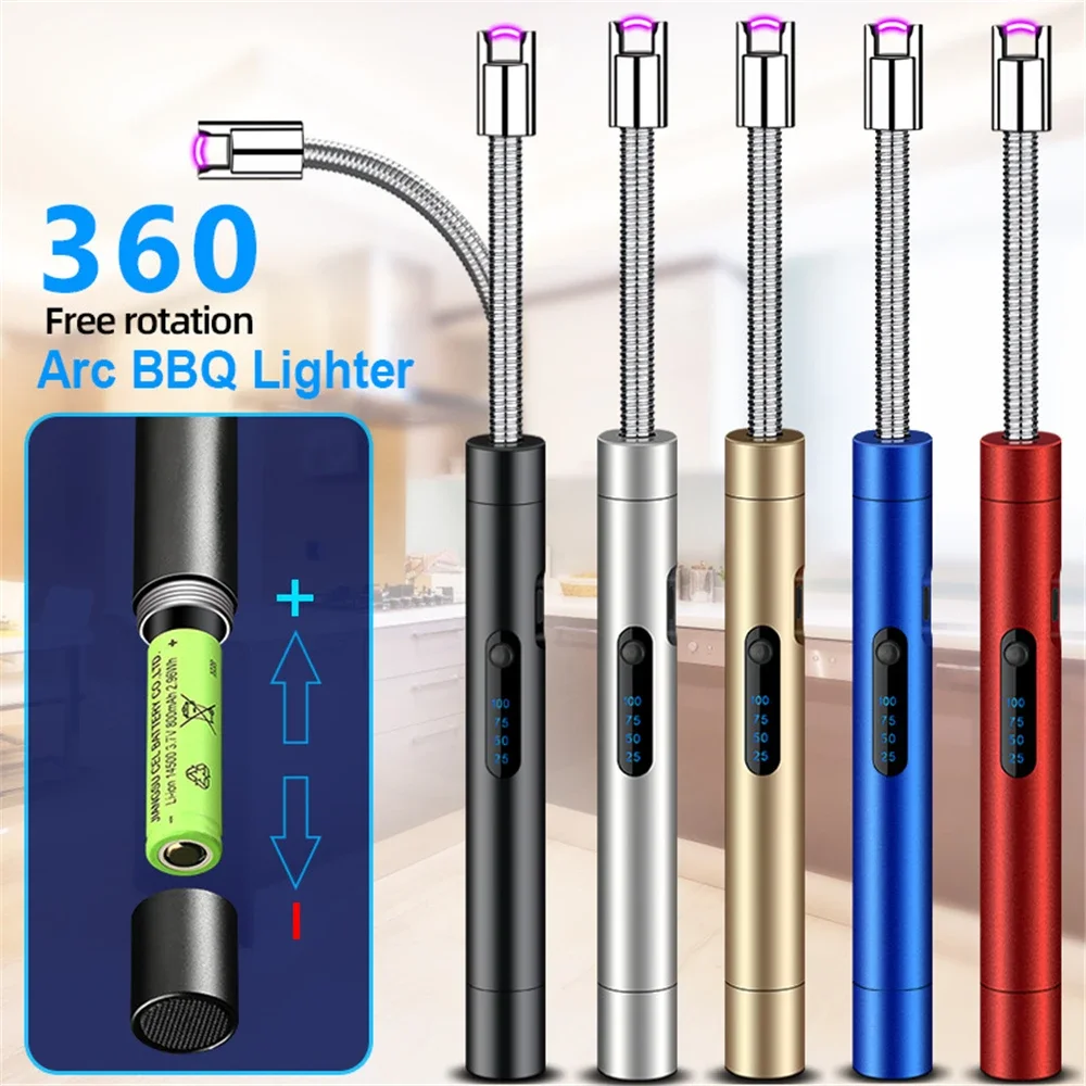 

Windproof Type-C USB Lighter Rechargeable Windproof Cigarette BBQ Kitchen Candle Flameless Plasma Lighters Replaceable Battery
