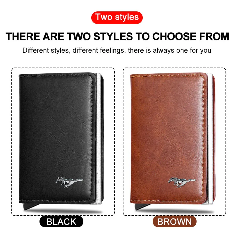 Car Logo Active Leather Pop Up Wallet Credit Card Storage Pocket Wallet Pop-up Holder For Ford Mustang Zapatillas GT Miniatura 2