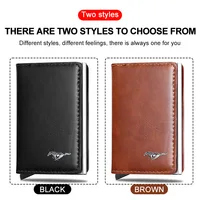Car Logo Active Leather Pop Up Wallet Credit Card Storage Pocket Wallet Pop-up Holder For Ford Mustang Zapatillas GT Miniatura 2