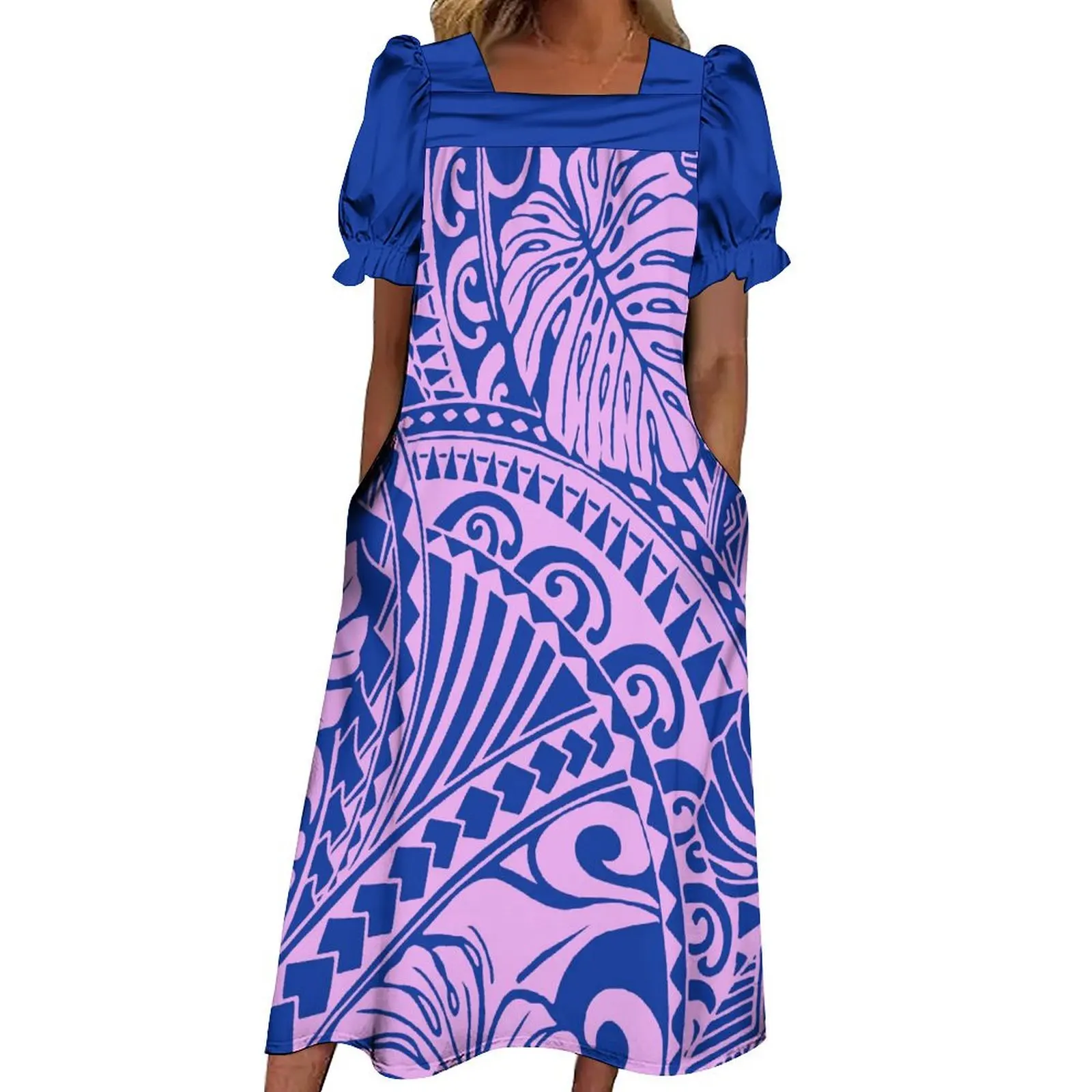 

Женская этническая одежда в полинезийском стиле, длинное платье с карманами, женская одежда для Islander