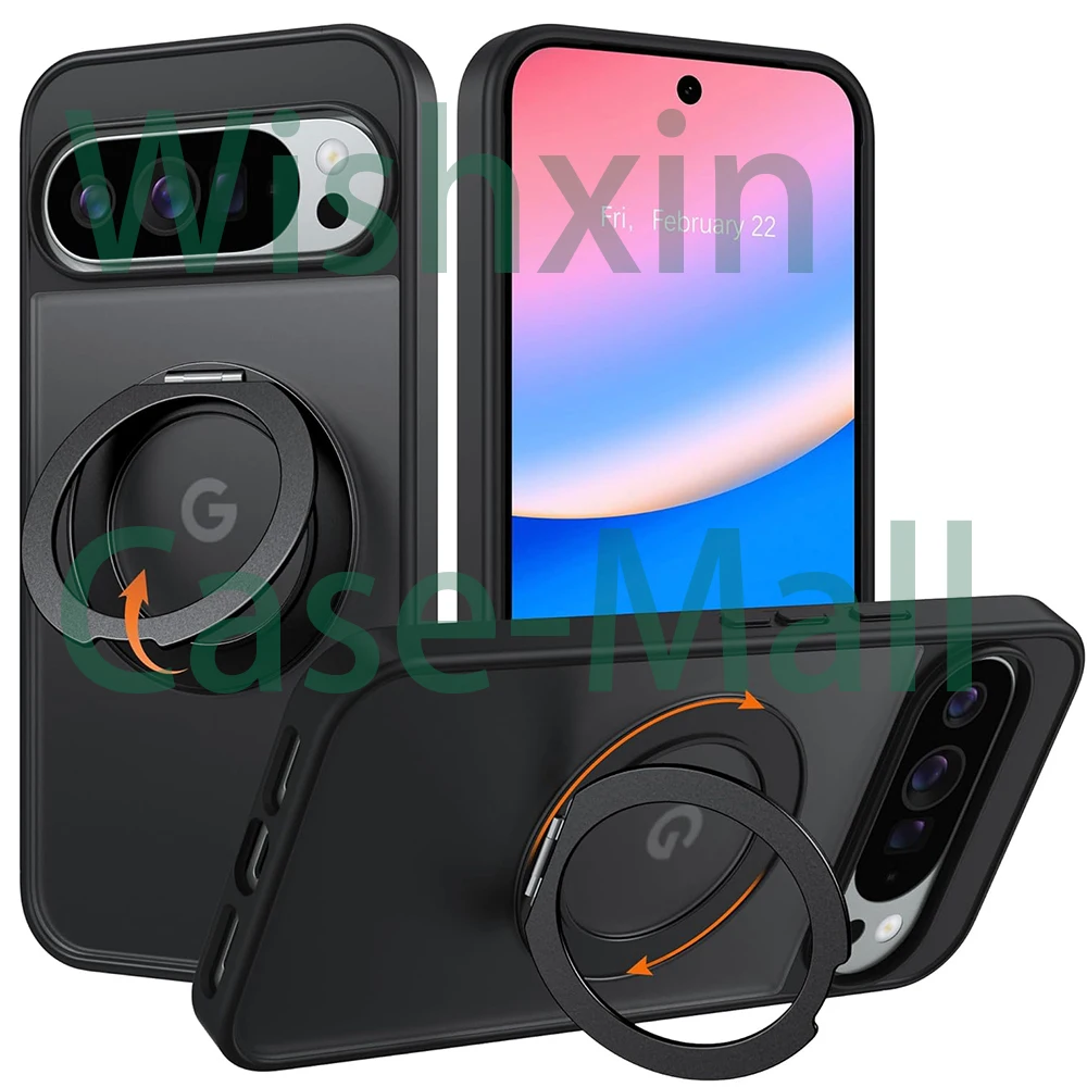 Ultimate 360° Rotatable Ring Holder Kickstand Case with Magnetic Wireless Charging and Shockproof Protection
