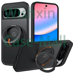 Ultimate 360° Rotatable Ring Holder Kickstand Case with Magnetic Wireless Charging and Shockproof Protection - Google Pixel 8 Pro (Black)