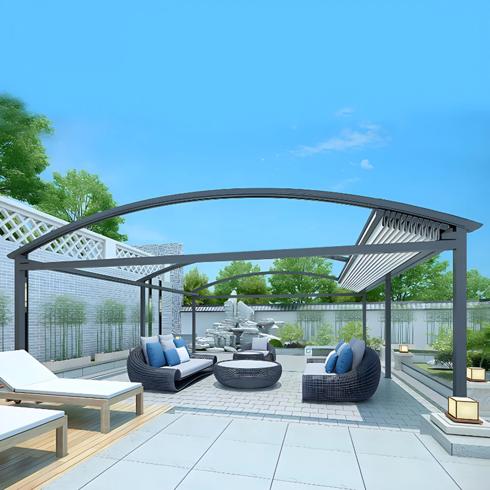 Custom PVC Folding Pergola Retractable Roof Pergola With