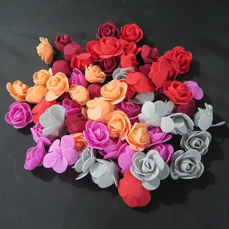 150-750pcs PE foam Rose Heads 3.5cm artificial Flower DIY roses bear festive Decoration halloween birthday party home decor