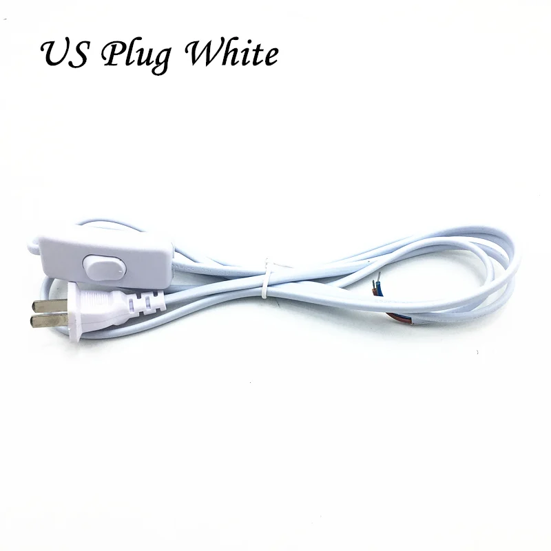 1.8m Power Cord with AC Switch for LED Lamp - Black/White Lighting Extension Cable